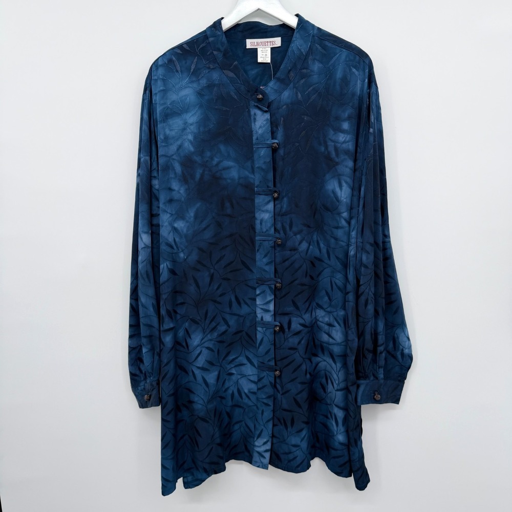 Vintage Silhouettes Tunic Top Shirt Plus Size 26 Tie Dye Button Up Artsy Boho 4X